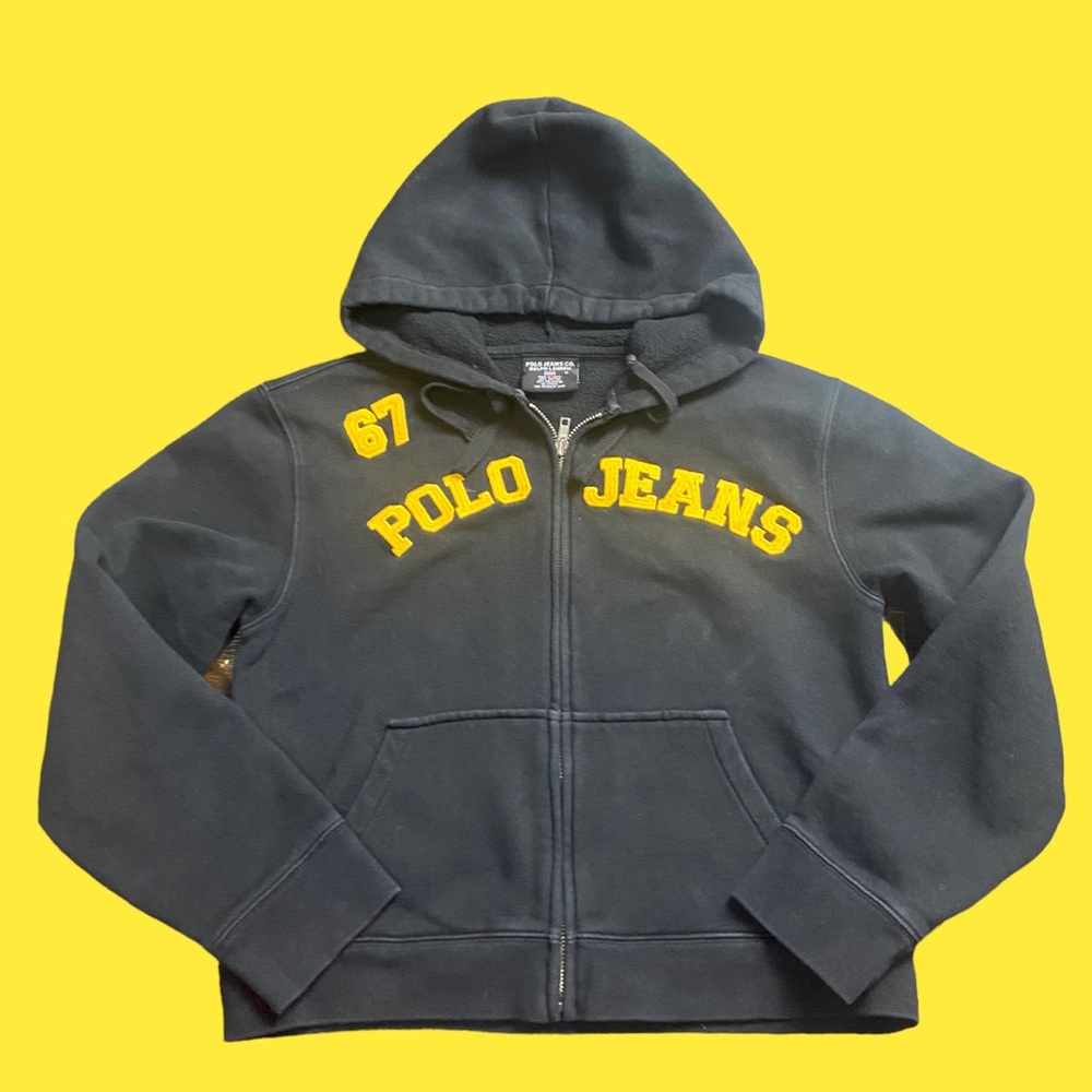 Polo Jeans Ralph Lauren RL 67 Sweatshirt Hoodie Size Medium  Zip EUC D23